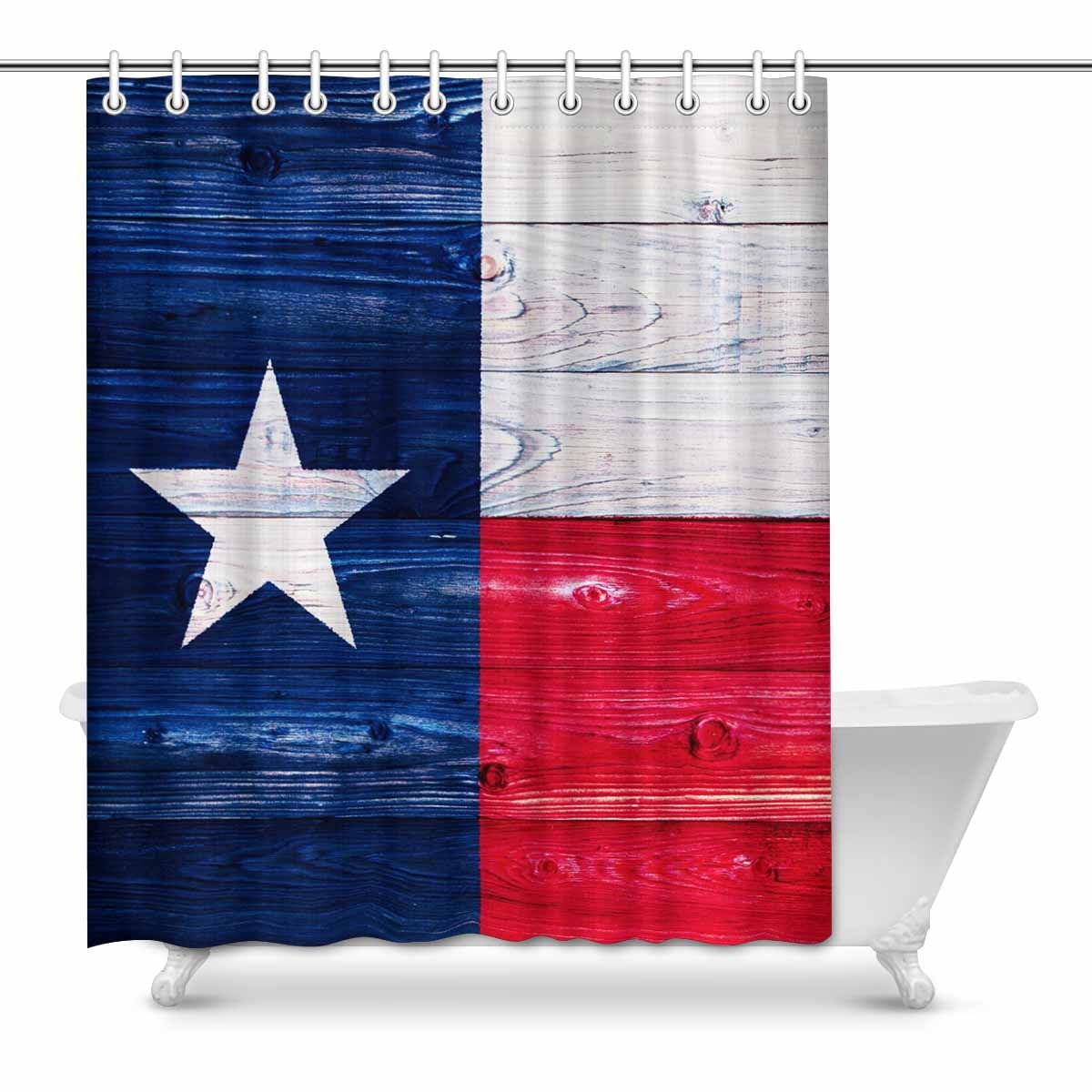 Mkhert American State Flag Wood Texas Flag Waterproof Shower