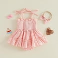 thumbnail image 6 of Duqingm Baby Girl First Birthday Outfit Smocked Bubble Romper Dress Jumpsuit Bodysuit Cute Summer Clothes Red,12-18 Months, 6 of 6