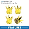 thumbnail image 7 of Tire Valve Stem Caps 12.8MM Car Wheel Valve Cap Gold Tone Crown Style for Car Bike Motorcycle Truck 4pcs, 7 of 7