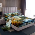 thumbnail image 1 of Erosebridal Pike Fish Print Sheet Set Queen, Nature River Tree Mountain Bedding Sets Queen Size, Countryside Decorative 4 Pieces, 1 of 7