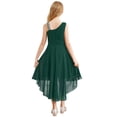 thumbnail image 3 of Miutii Kids Girls Sleeveless Chiffon Junior Bridesmaid Dresses Shiny Sequins Asymmetrical Hem Evening Army Green 8, 3 of 5