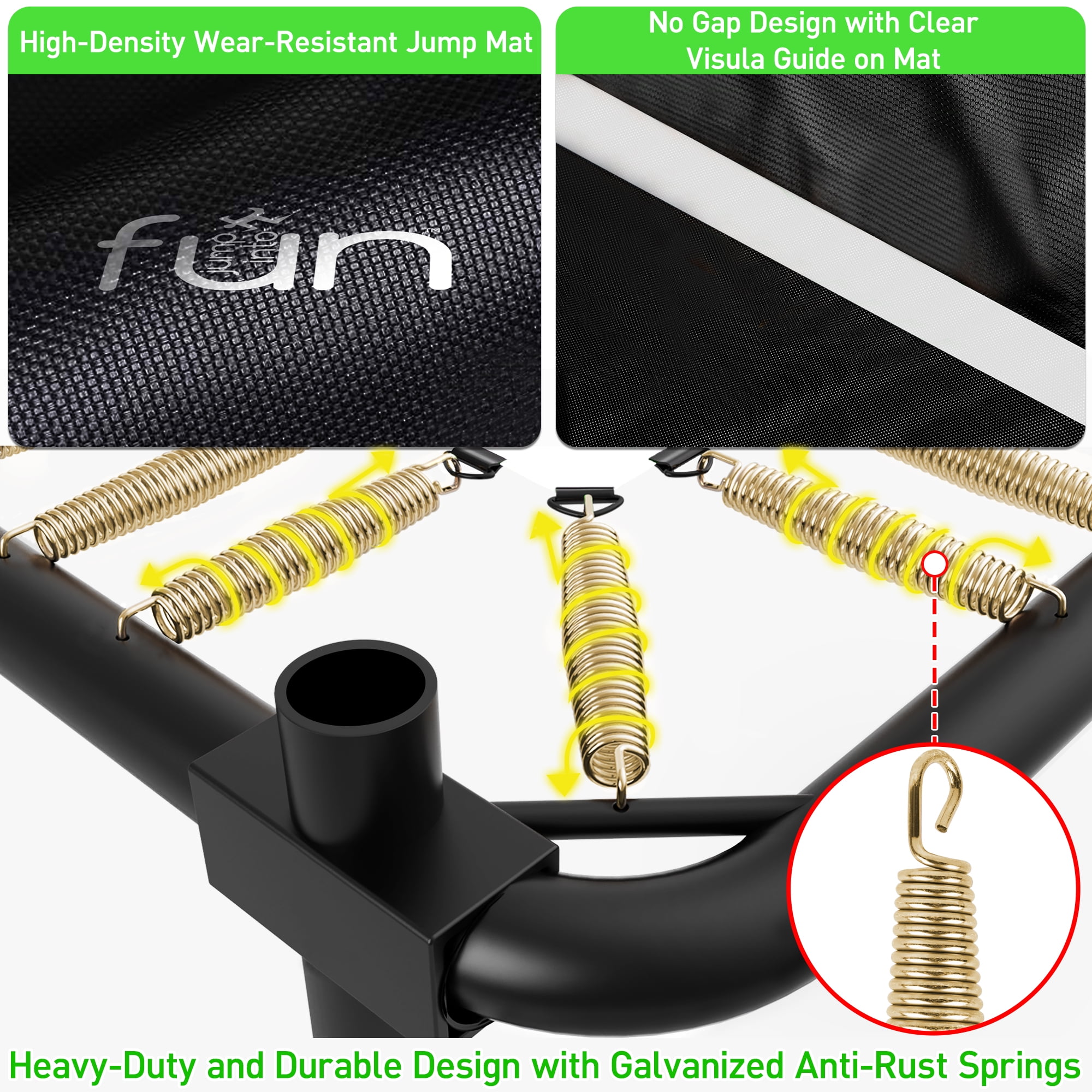 Jump Into Fun Rectangle Trampoline 10x17FT, 2000LBS Weight Capacity Heavy Duty Outdoor Large Gymnastics Trampolines for Kids and Adults with Enclosure Net
