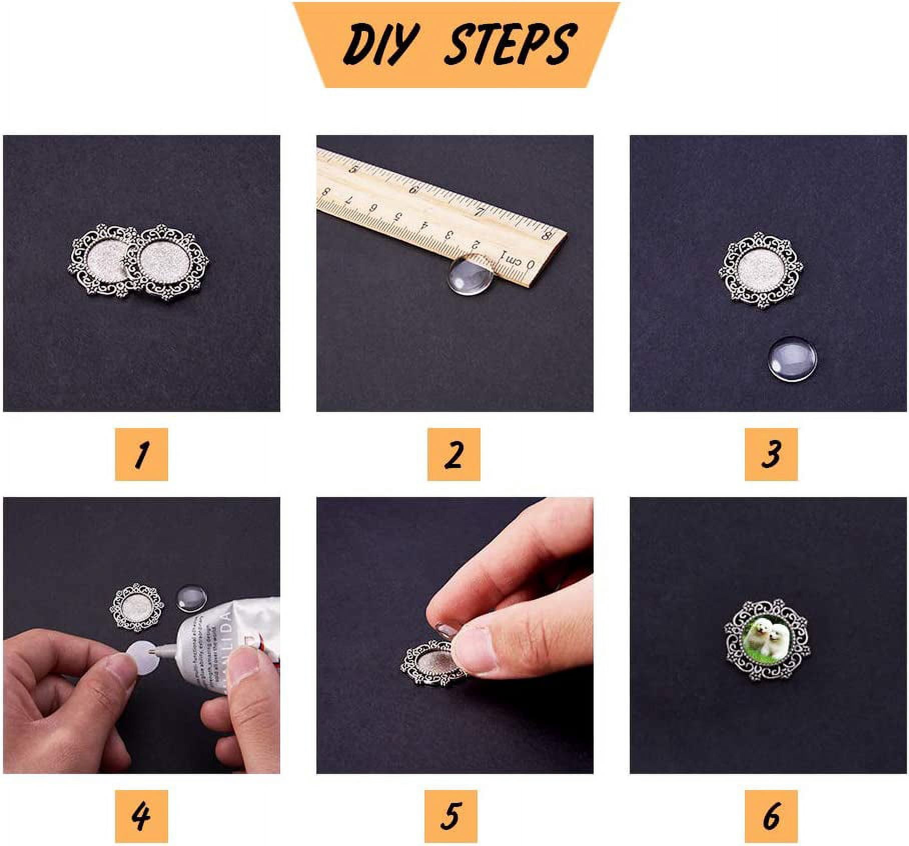 DIY Cabochon Settings Making with Alloy Findings and Glass Cabochons Clear Mixed Color 29.5x25.5x2mm