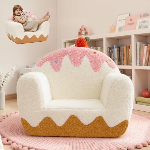 Sillón para niños pequeños OUOZZZ de sherpa con bolsillo lateral para libros