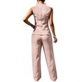 thumbnail image 2 of HBDesign Women Summer Seersucker 2 Piece Set V-Neck Vest Wide Leg Pants Slim Fit Outfit, 2 of 6