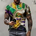 thumbnail image 3 of Charella Carnival T-shirts for Men Mardi Gras Decorations Short Sleeve Crewneck Tops 2024 Men Clothing Casual Fashion,Green,XXL, 3 of 5