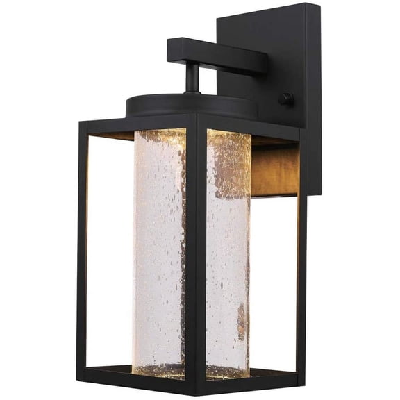 LED Integrated Outdoor Indoor Wall Sconce, Black, Clear Bubble Glass Center Column, Dimmable, 12W, 1150 Lumens, Wall Lighting, Wall Lamp Dimmable, Home Improvement, Porch Light