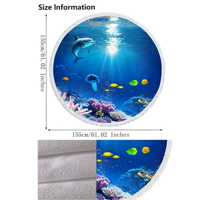 Serviette de Plage Ronde en Microfibre Imprimée, Serviette de Bain Super Colorée, Couverture de Plage Anti-Sable, Tapis de Plage, Serviette Polyvalente pour Voyage et Piscine