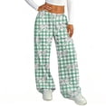 thumbnail image 4 of Fabrcox Plaid Wide Leg Pants for Women Bow Graphic Womens Lounge Pant Loose Fit Spring Summer Valentine Women Trouser with Pockets, 4 of 5