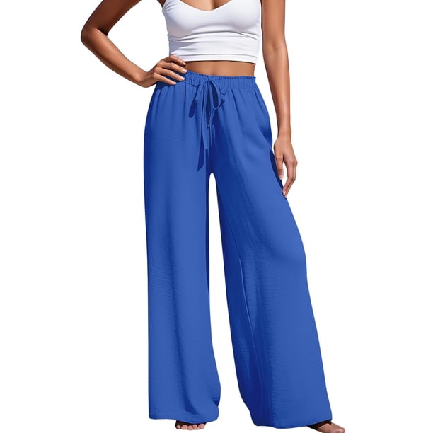 WILLBEST Pantalones Casuales para Mujer, Cómodos, para Uso Diario, elegantes, con Cordón, Corte Recto, Ideales para Primavera y Verano con Camisetas. Chica