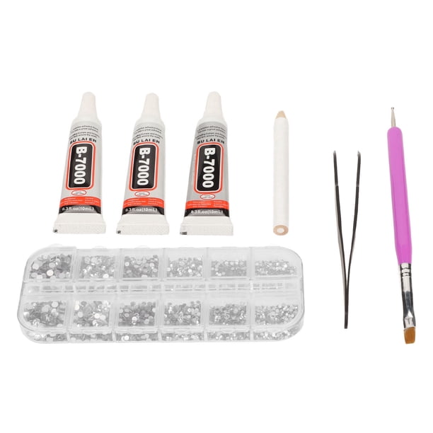 Kit de pegamento para diamantes de imitación, kit de gel de pegamento para diamantes de imitación de cristal para hacer bricolaje en ropa, tela, zapatos, joyería, arte de uñas, color blanco