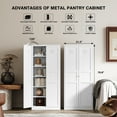 thumbnail image 3 of Fesbos 6-Tier Tall Cupboard Cabinet, 71" White Kitchen Pantry Storage Cabinet, Metal Storage Cabinet with 5 Adjustable Shelves for Home Office, Living Room, Warehouse, 3 of 8