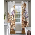 thumbnail image 4 of Easter Bunny Sheer Curtains 84 Inch Length 2 Panels Set for Living Room/Bedroom, Brown Eggs Floral Rabbits Farmhouse Dots Plaid Kitchen Curtains Grommet Curtains Window Treatments 52"x84"x2, 4 of 7