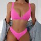thumbnail image 1 of Traje de baño para mujer, bikini de dos piezas con tirantes y rayas de color liso, conjunto de bikini para mujer, 1 of 7