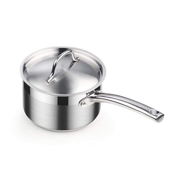 Cooks Standard Deep Sauté Pan with Lid, 4-Quart Professional Deep Frying Pan 18/10 Stainless Steel Chef’s All Purpose Pan with Cover, Compatible with All Stovetops