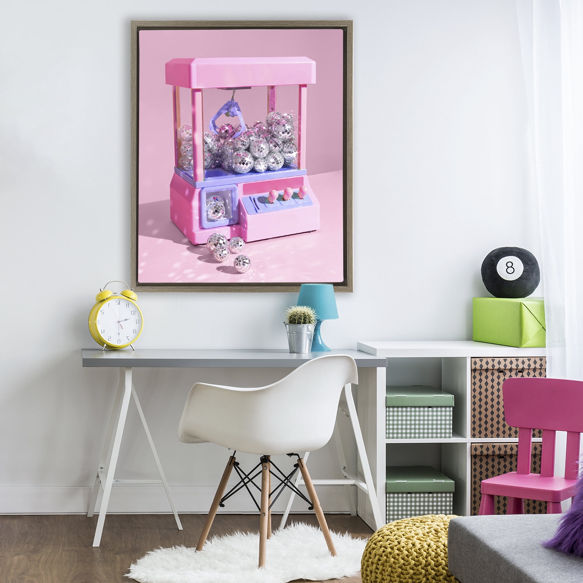 Stupell Industries Disco Ball Claw Machine Brown Framed Floater Canvas Wall Art, design by LISH Creative