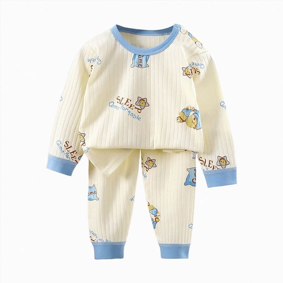 Xudanell Kids Boys' pajama set nightgown bedgown fashion sleepcoat nighty Girl's clothing clothes Cute cartoon Beige for Size 6-12 Months