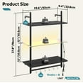thumbnail image 6 of Bestier 23" Floating Shelves for Wall with LED Light 3-Tier Wall-Mounted Wood Shelves with 8 S-Hooks, Black Carbon Fiber, 6 of 12