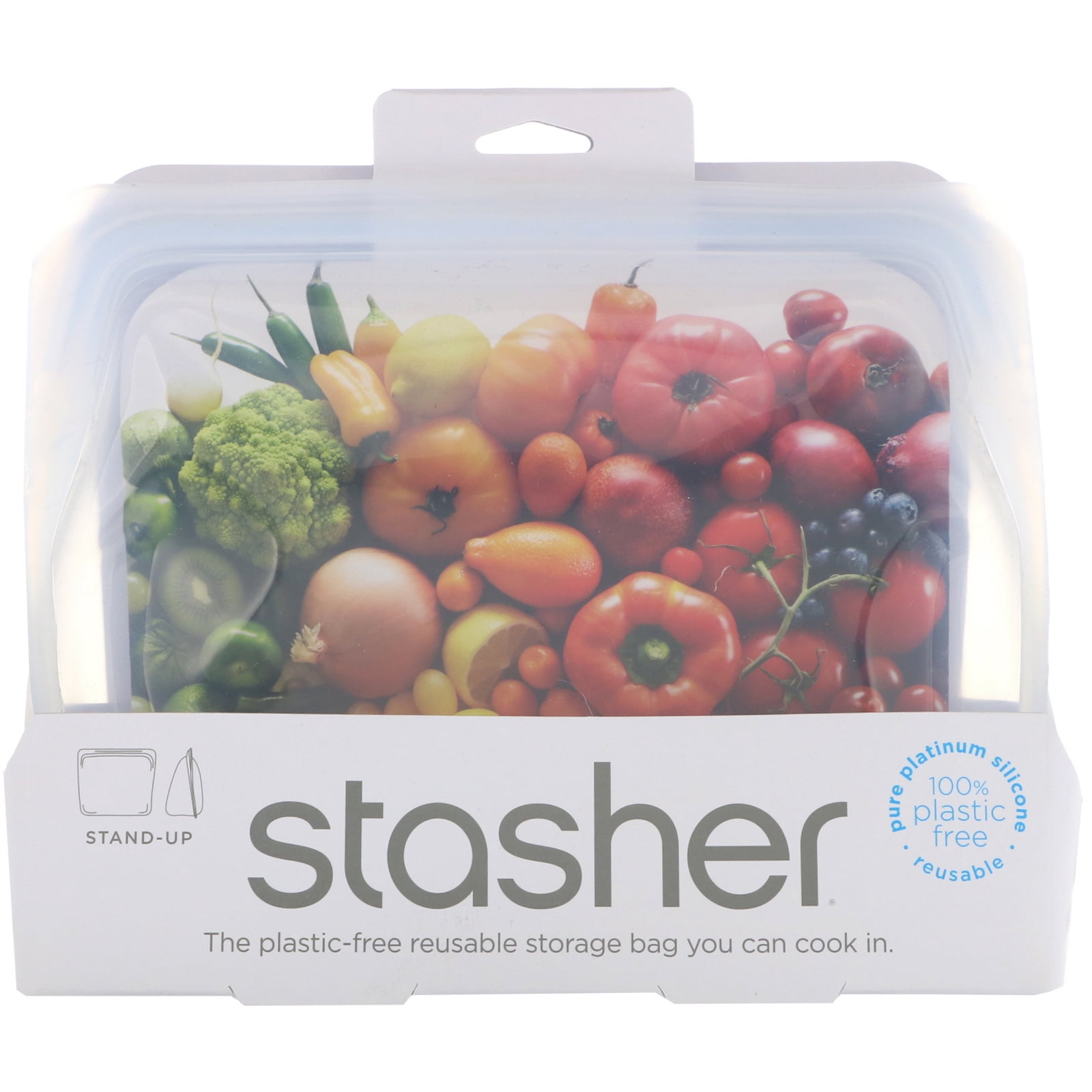 Stasher, Reusable Silicone Food Bag, Stand Up Bag, Clear, 4.5 oz (128 g