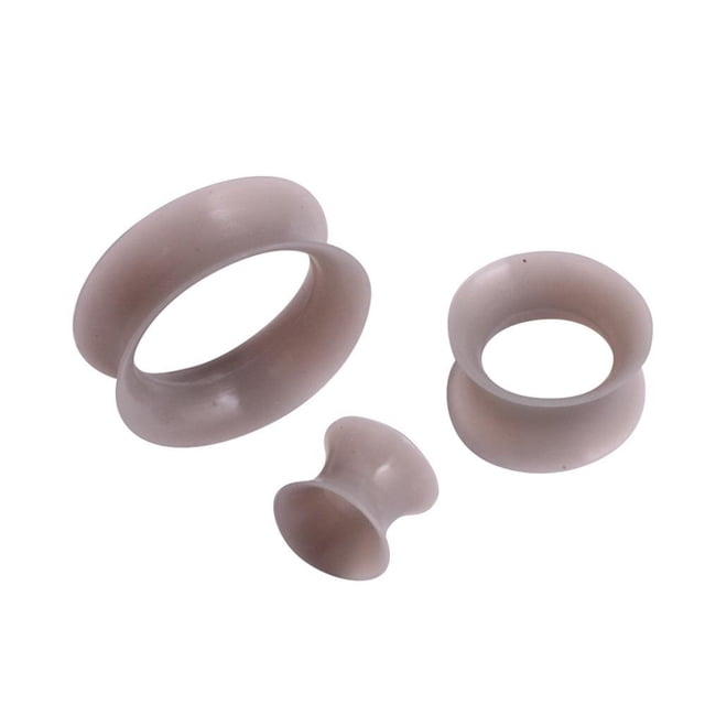 Par de tapones para los oídos de túnel de carne doble acampanados flexibles y delgados de silicona Tan Jianjun unisex