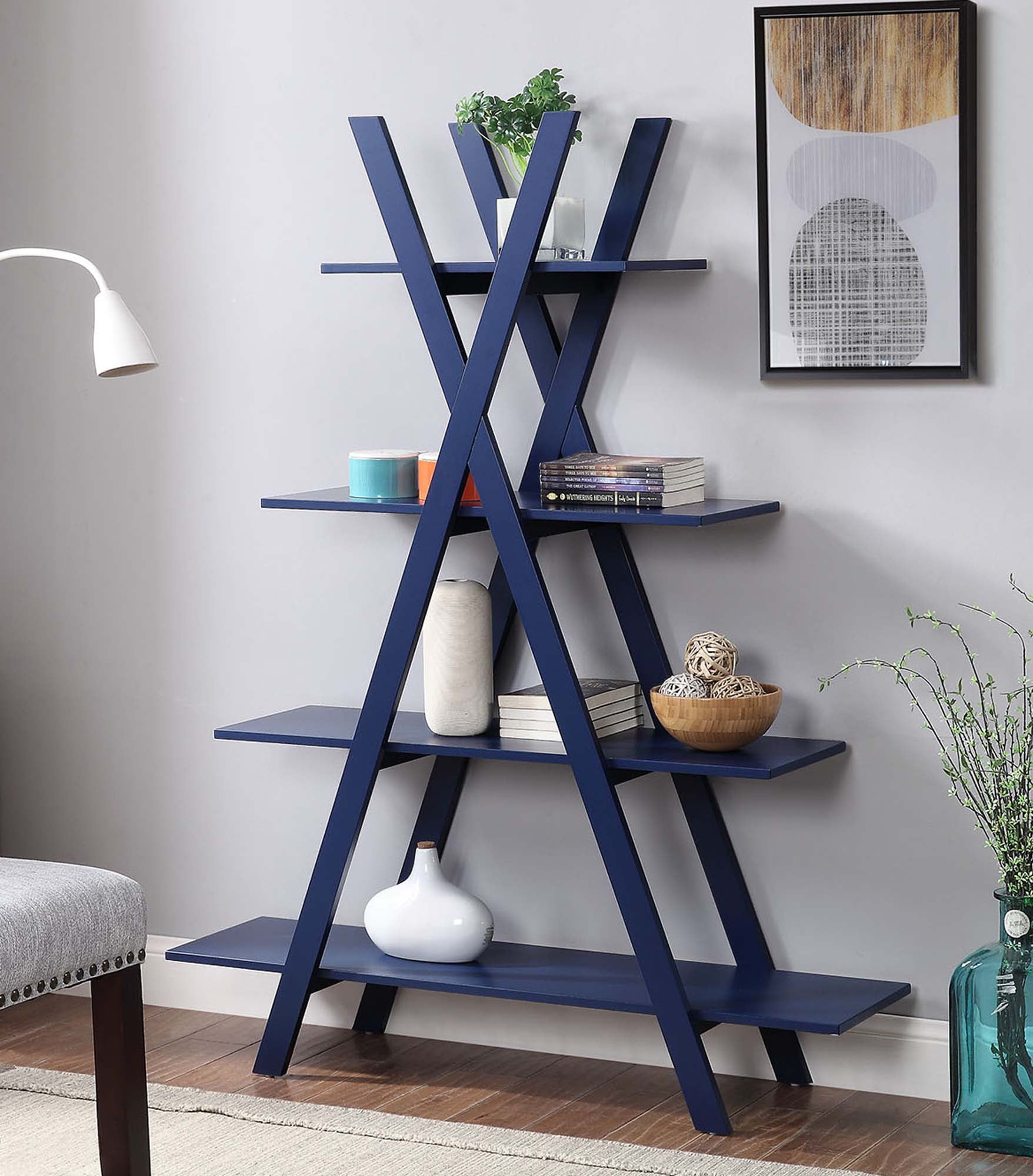 Convenience Concepts Oxford "A" Frame Bookshelf in Gray 