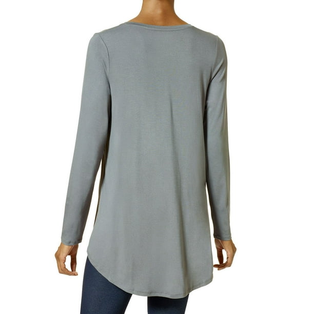 美品 shibo LONG SLEEVE TUNIC［HATA］ Halston Women's Long Sleeve Split Neck Hardware Waist Tunic