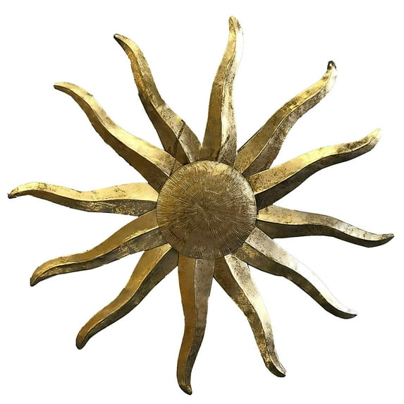 DecorShore Tribal Sunburst Wall Decor, Gold Metal Wall Art, 37 Inch Decorative Ancient Tribal Sun Wall Hanging - Artisan Handcrafted