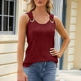 thumbnail image 3 of Ersazi Fitted Shirts for Women V-Neck Comfortable Breathable Sleeveless Metal Ring Shirt Tops Wine, 3 of 8