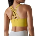 thumbnail image 4 of REORIAFEE Ribbed Sports Bras for Women U Back Sports Bra Medium Support Padded Bra Wireless Medium Impact Sports Bra Padded Yoga Workout Bra Quick Drying Tops Yellow XL, 4 of 6