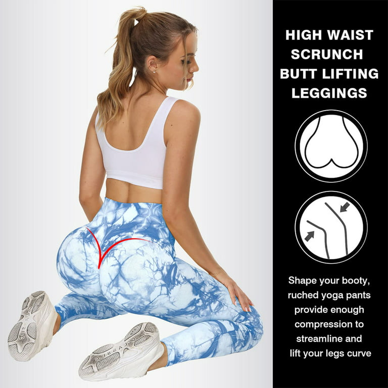 Ilfioreemio Tie Dye Seamless Leggings for Women High Waist Yoga Pants, Scrunch  Butt Lifting Elastic Tights 