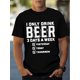 thumbnail image 1 of Men'S Casual Crew Neck T-Shirt, 100% Polyester Knit Fabric with Slight Stretch, Summer Leisure Sports Tee, 3D Beer Print, Regular Fit, Outdoor Personality Tops - 140g/m², 1 of 6