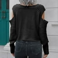 thumbnail image 5 of Womens 2 Piece Outfits Sweater Sets Casual Round Neck Solid Color Hollow Out Long Sleeve Shirt Knitted Sweater Tops Sets Black L, 5 of 7