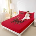 thumbnail image 4 of Homewish Red Buffalo Bowknot Twin Sheet Sets for Girl, Glitter Christmas Star Print Twin Fitted Sheet, Princess Style Flat Sheet, Microfiber Bedroom Decor, 3-Piece, 4 of 7