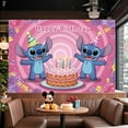 thumbnail image 5 of Stitch Birthday party background banner - cake and candles, polyester wall decoration for indoor/outdoor celebrations, the perfect gift for family and friends, birthday party decoration, 5 of 5