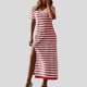 thumbnail image 1 of WILLBEST Vestidos Floreados para Mujer, Vestido de Verano Informal de Moda para Mujer, Vestido Largo de Manga Corta, Vestido Estilo Camiseta A Rayas, Vestido Largo con Bloques de Color Grande, 1 of 3