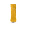 thumbnail image 6 of BLISSFUL STEP Women's Ankle Boots Faux Suede Round Toe Block Heel Side Zipper Dress Boots Yellow 9, 6 of 7