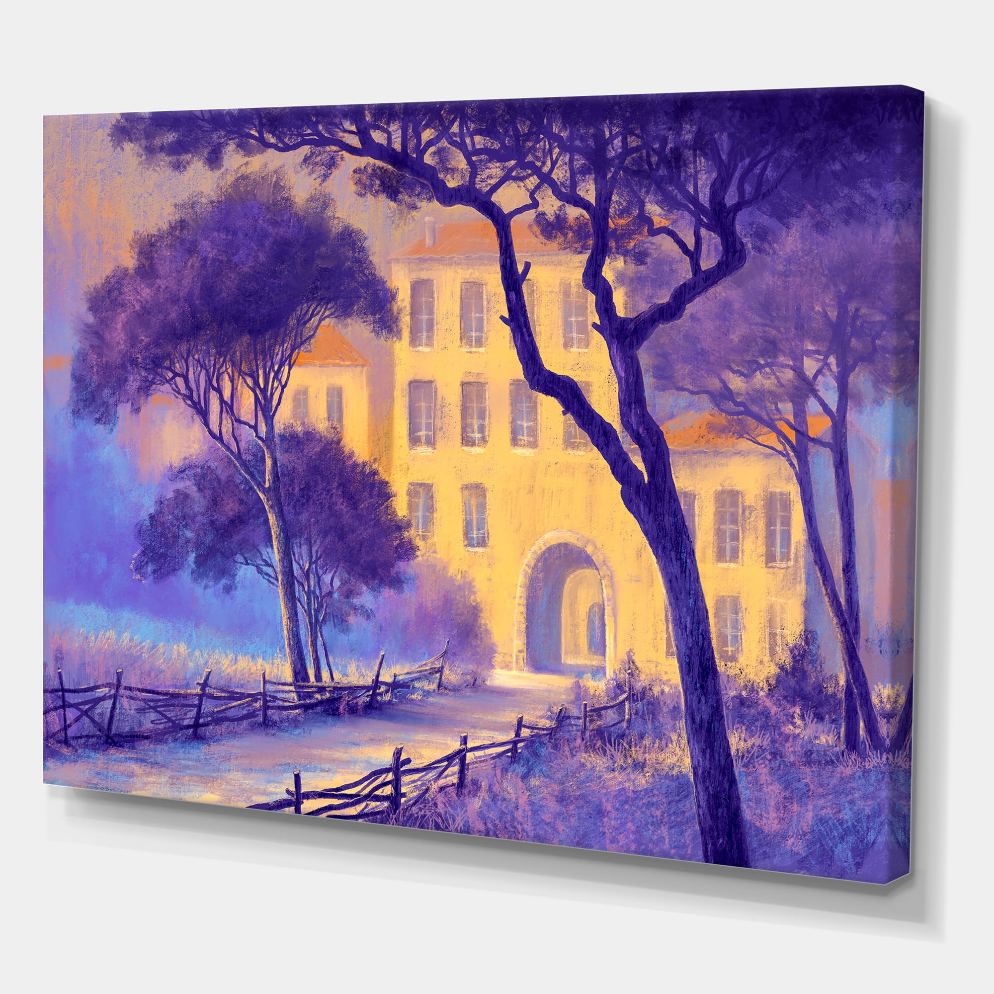 Designart ' Street Landscape OF Footpath & Trees In A City ' Traditional Canvas Wall Art Print