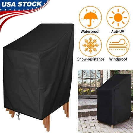 Patio Chair Cover Waterproof Outdoor Lounge Stackable High-Back Furniture Cover
