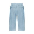 thumbnail image 6 of GEWSEY Pedal Pushers for Women Lightweight Linen Capri Pants Casual Loose Elastic Waist Bermuda Shorts Summer Capris Pants Sky Blue, M, 6 of 6