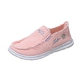 thumbnail image 3 of Women's Canvas Slip-On Loafers with Frayed Edges, Lightweight Comfortable Casual Shoes, Footwear for Everyday Walking and Outdoor Activities Pink 37, 3 of 10