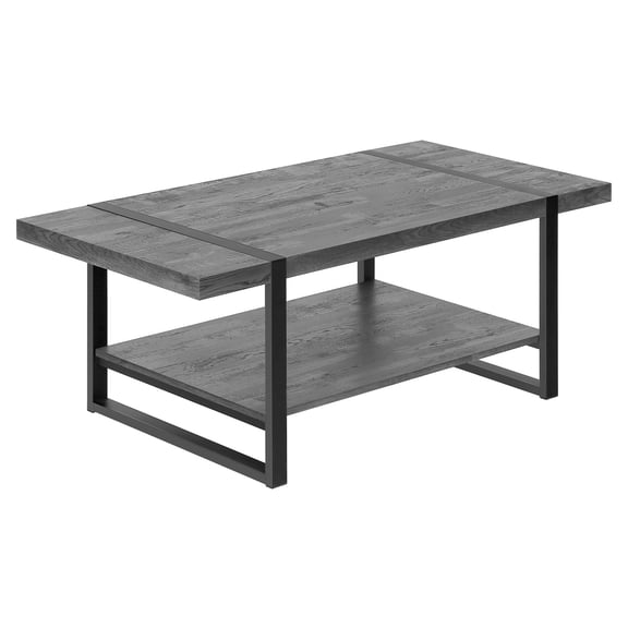 JERFIT 48 inch Modern Industrial Coffee Table with Storage Shelf, Black Wood Laminate & Metal Legs, Rectangular Cocktail Table for Living Room
