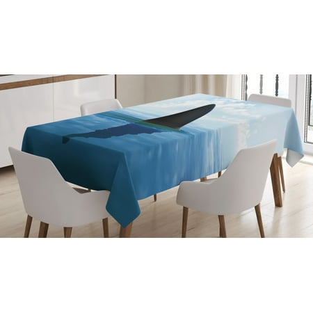 

Shark Tablecloth Shark Fish Fin over the Sea Surface Danger Caution Themed Picture Rectangular Table Cover for Dining Room Kitchen 60 X 90 Inches Grey Violet and Light Blue by Ambesonne