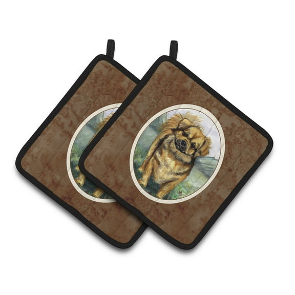 Carolines Treasures 7075PTHD Tibetan Spaniel Pair of Pot Holders , 7.5HX7.5W, multicolor