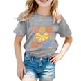thumbnail image 4 of PMVFHDE T-Shirts Mignons Basiques pour Filles Hauts Tendance pour Filles T-Shirts pour Filles Mode Décontractée Imprimé Col Rond Manches Courtes T-Shirt Gris, 3-4 Ans, 4 of 4