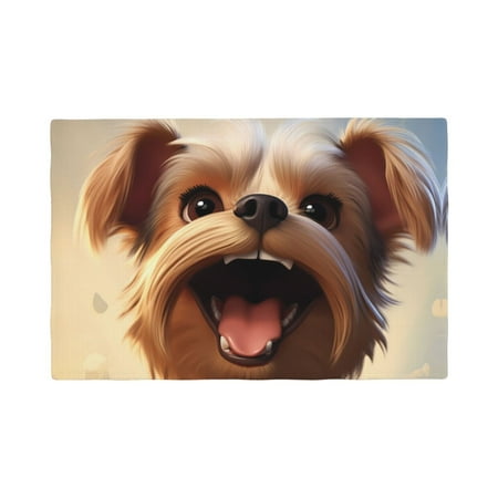 

Table Placemats Set of 4 - Cartoon Happy Cute Puppy 12x18 In Faux Linen Double Heat Resistant Place Mats Cloth Indoor/Outdoor Placemats Washable Table Mats for Dining Kitchen Party