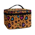 thumbnail image 2 of HELLHERO Brush Slots Makeup Bag Travel Toiletry Bag Polyester Double Zip Travel Cosmetic Makeup Bag, Colorful Leopard Print, 2 of 6
