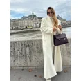 thumbnail image 2 of Abrigo elegante de talla grande blanco con solapa para mujer, abrigo largo informal de manga larga para otoño e invierno, prendas de vestir exteriores para ir al trabajo en la calle, 2 of 5
