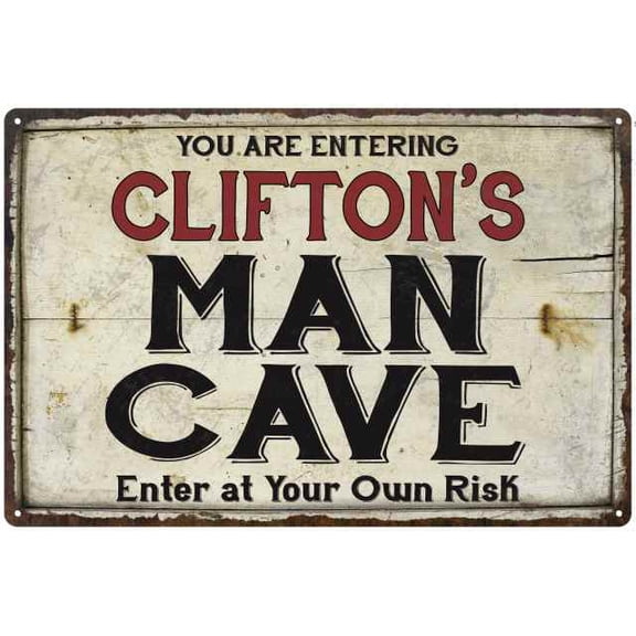 CLIFTON'S Man Cave Sign Rustic Garage Decor Gift 8x12 Metal 208120035282