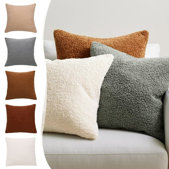 kttectoa Pillow Covers 17x17 Inch Curly Faux Decorative Pillow Cover with Zipper Soft Cushion Case for Living Room Couch Bed Sofa Brown Pillow Cases