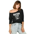 thumbnail image 2 of Mama Rock Women's Fashion Slouchy 3/4 Sleeves Raglan Lightweight Sweatshirt Black Medium, 2 of 3
